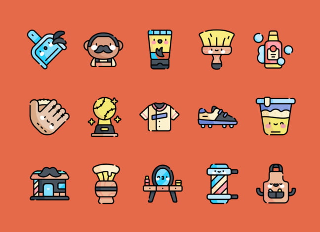 Barber shop lovely vector icons featured