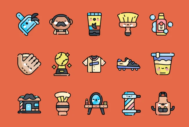 Barber shop lovely vector icons featured