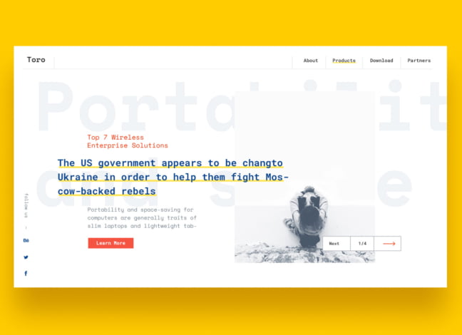 Toro: web template concept featured
