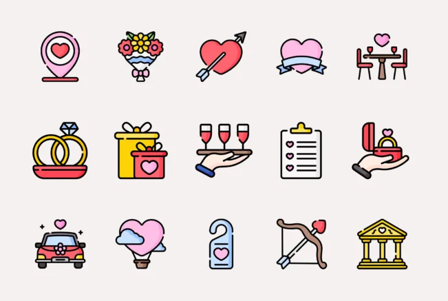 Wedding 150 Icons In 3 Styles Featured