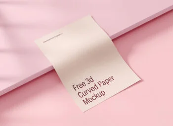 3D Curved A4 Paper Mockup