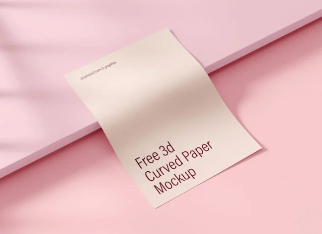 3D Curved A4 Paper Mockup