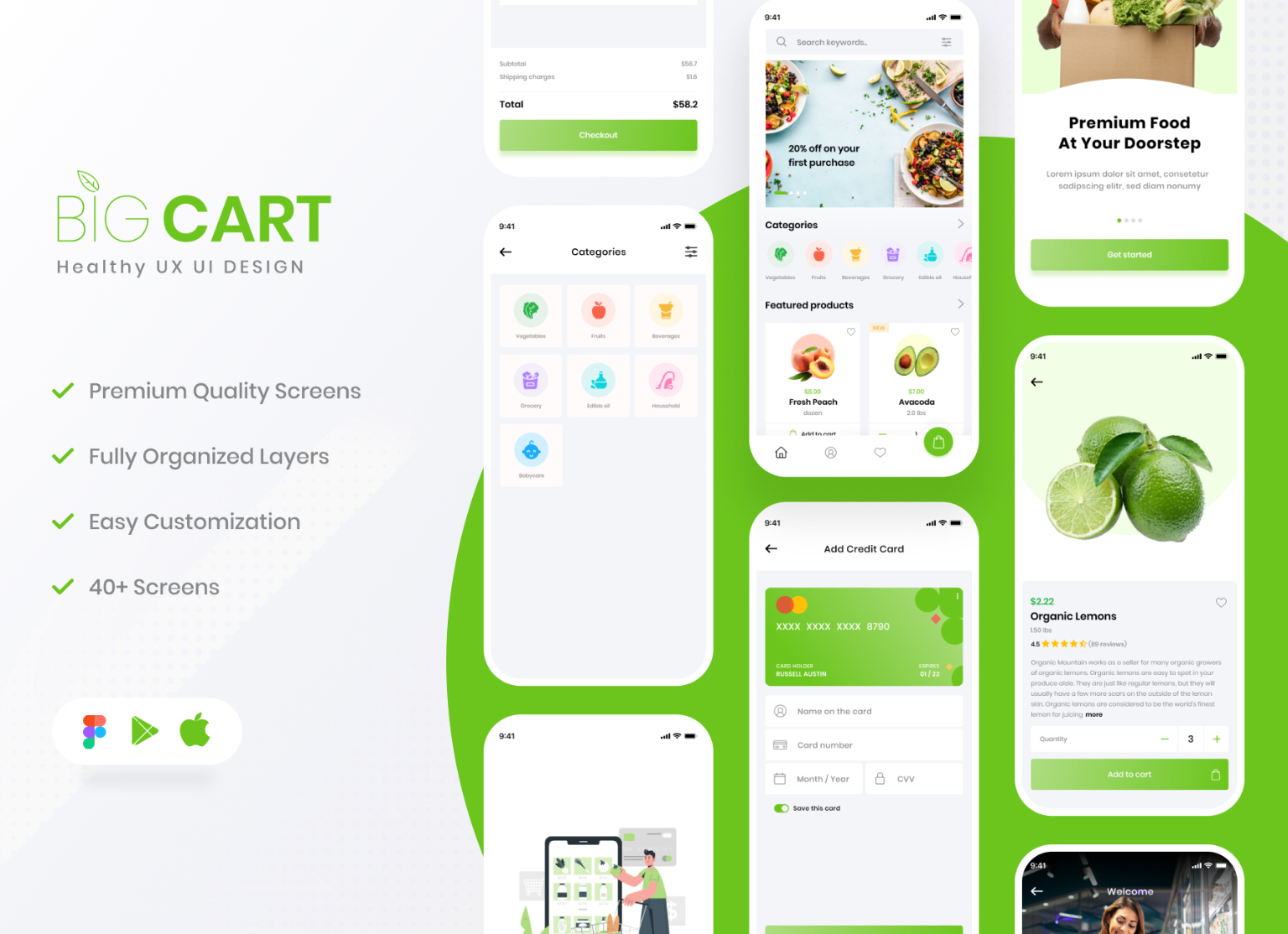 Big Cart Grocery App UI Kit - GraphicsBunker