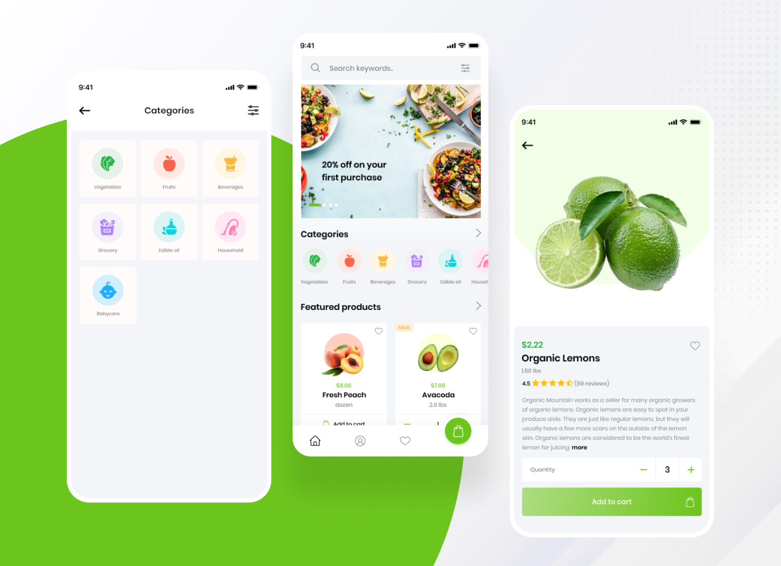 Big Cart Grocery App UI Kit - GraphicsBunker