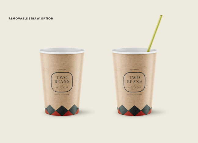 Coffee Cup Removable Straw Mockup