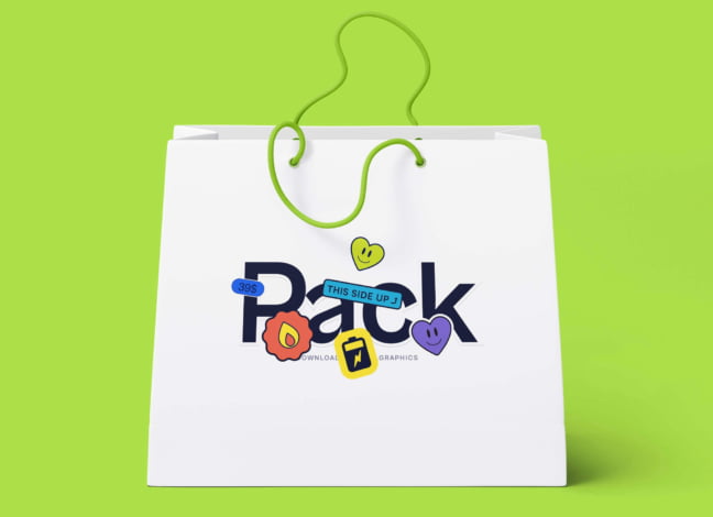 Paper Shopping Bag Sticker Mockup