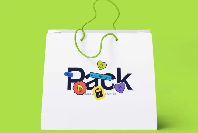 Paper Shopping Bag Sticker Mockup
