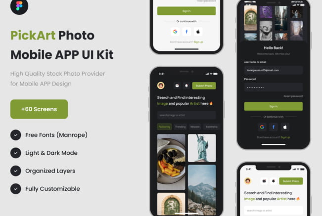 PickArt: Photo Stock iOS App UI Kit