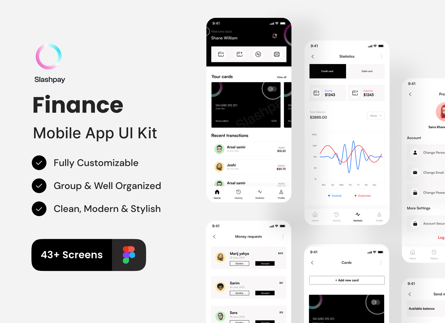Slashpay: Elegant Finance App UI Kit - GraphicsBunker