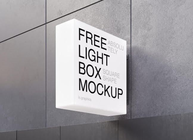 Wall Lightbox Sign Mockup
