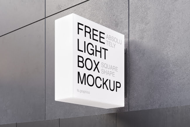 Wall Lightbox Sign Mockup