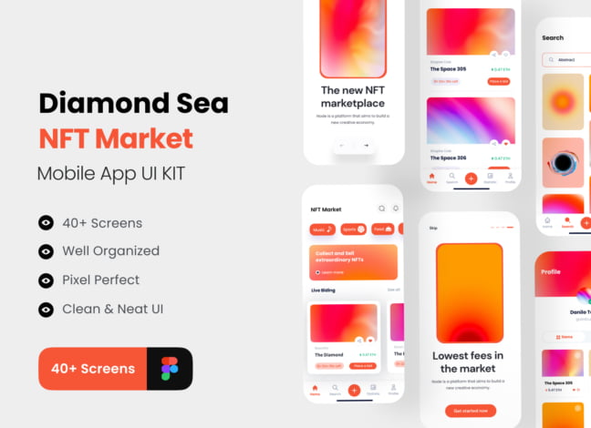 Diamond Sea: NFT Market App UI Kit