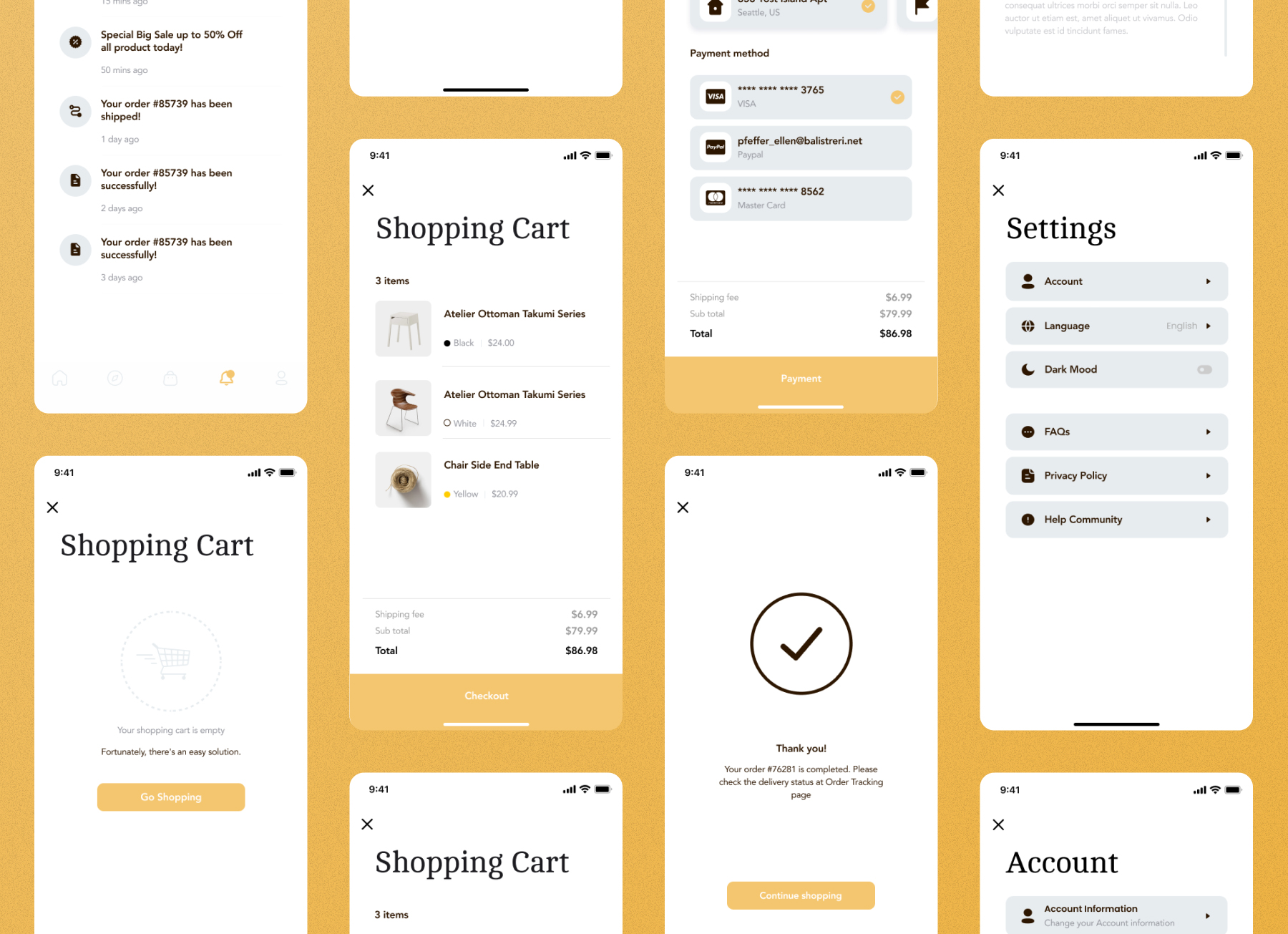 Furniture Store App UI Kit - GraphicsBunker