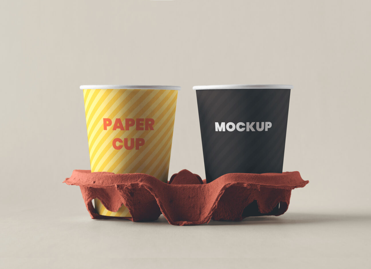 Paper Coffee Cups Holder Mockup - GraphicsBunker
