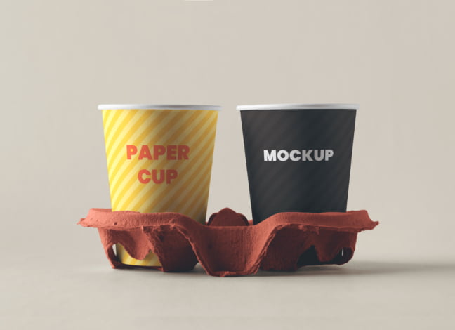 Paper Coffee Cups Holder Mockup