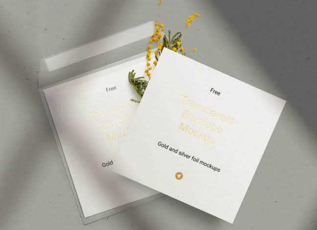 Transparent Envelope & Card Mockup