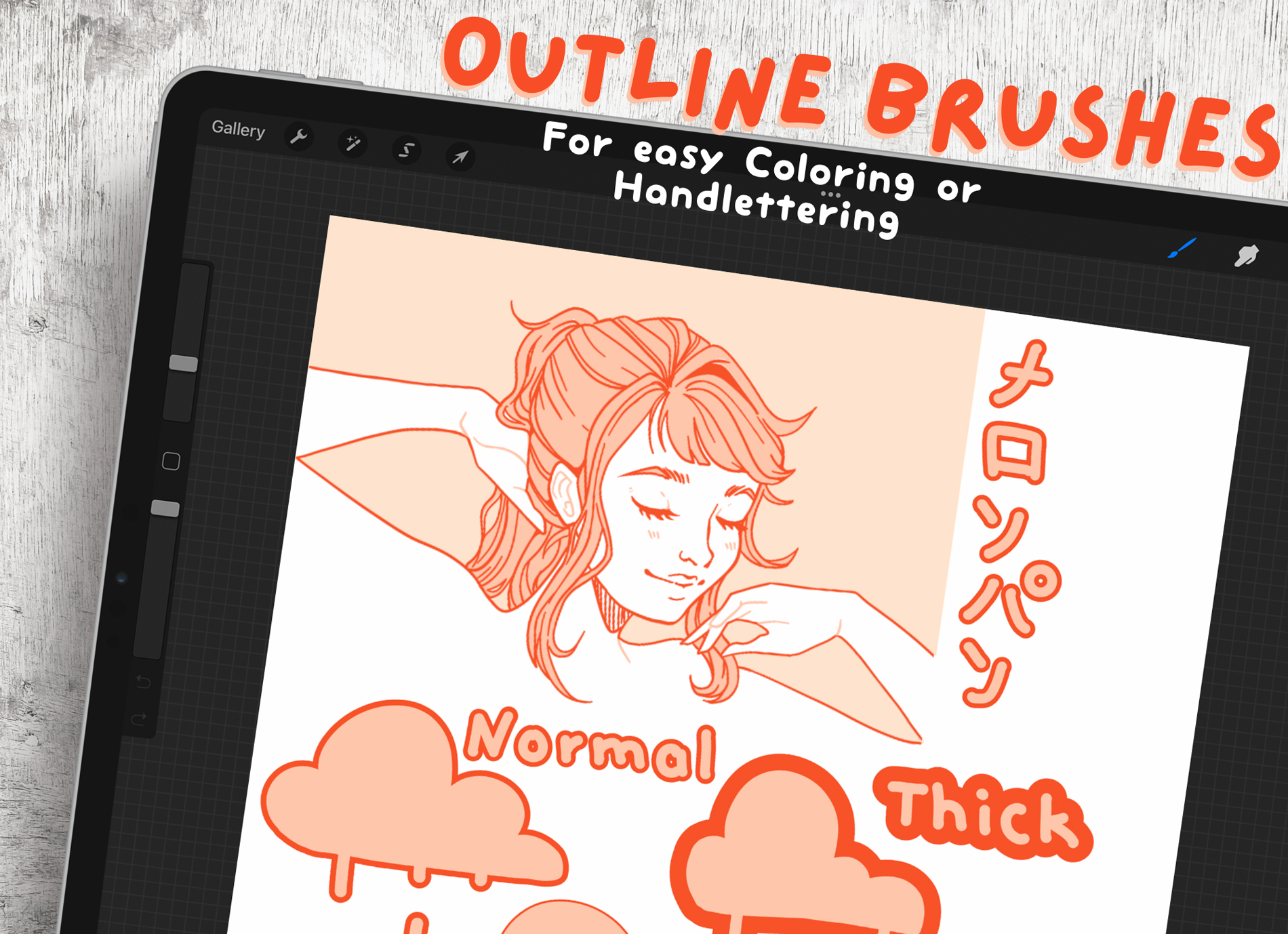 Outline Procreate Brushes GraphicsBunker