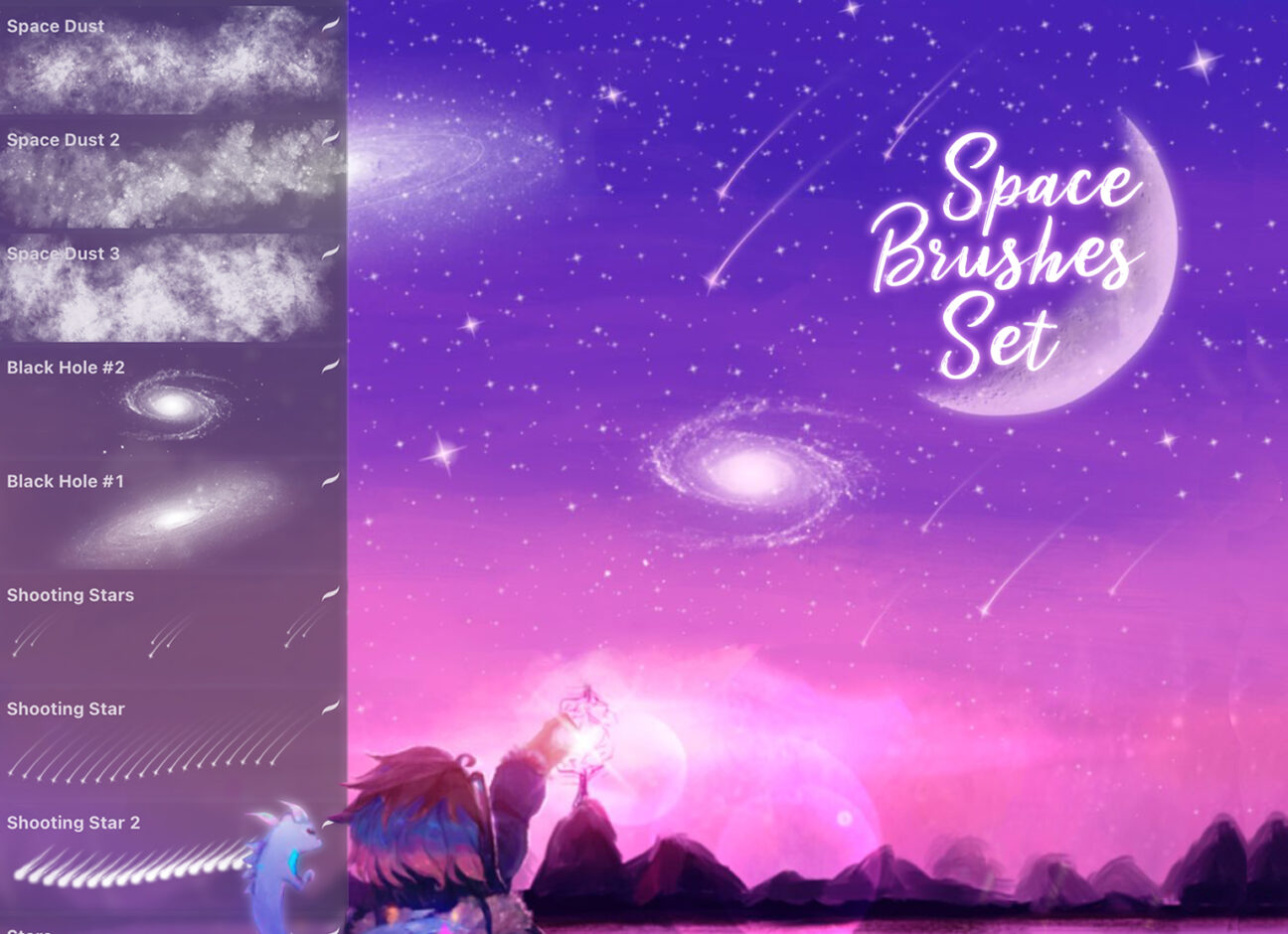 Space Pro Create Space Brushes 2 For Procreate - GraphicsBunker