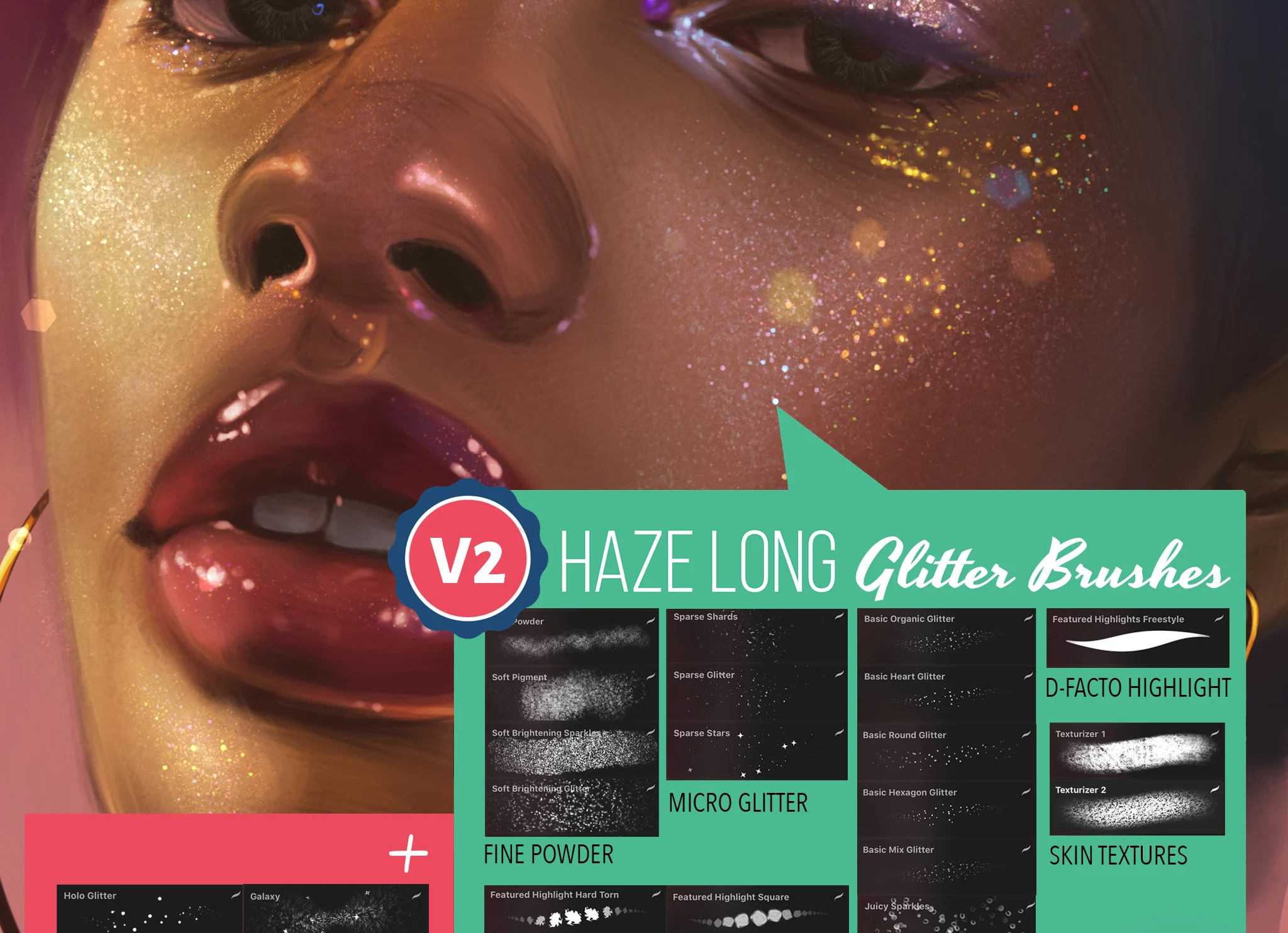 Glitter Procreate Brushes + Tutorial GraphicsBunker