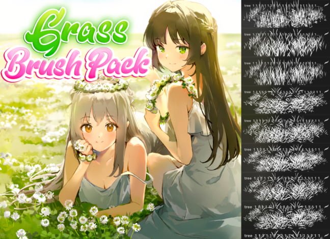 Anime Grass Procreate Brushes