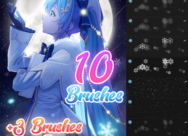 Anime Snowflake Procreate Brushes