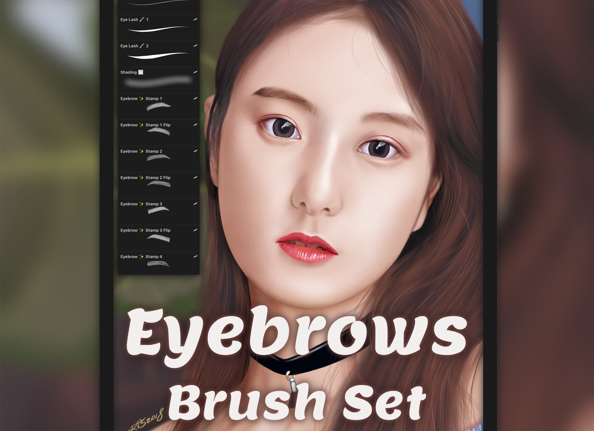 Eyebrows Procreate Brush Set GraphicsBunker