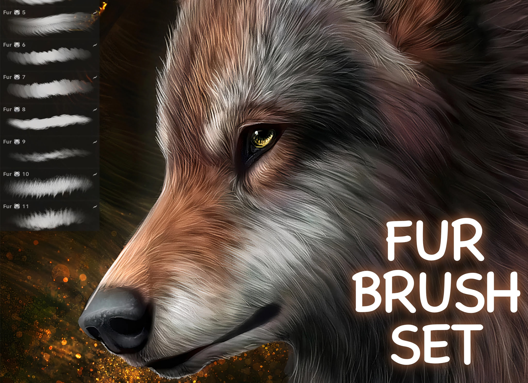 Fur Procreate Brush Set GraphicsBunker