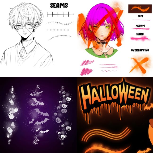 Manga Halloween Procreate Brushes