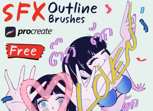 SFX Webtoon Outline Procreate Brushes