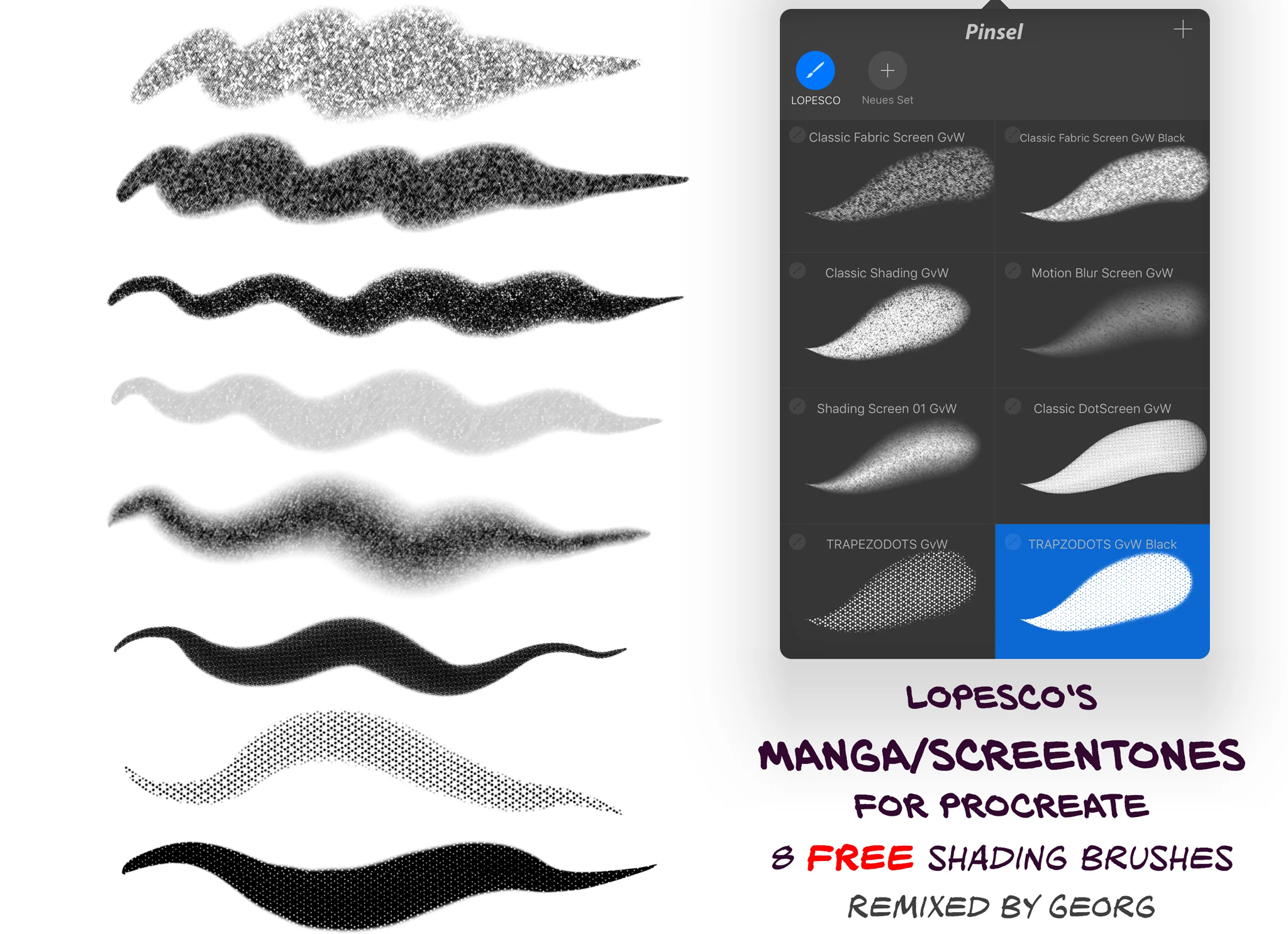 Manga Screentone Procreate Brushes - GraphicsBunker