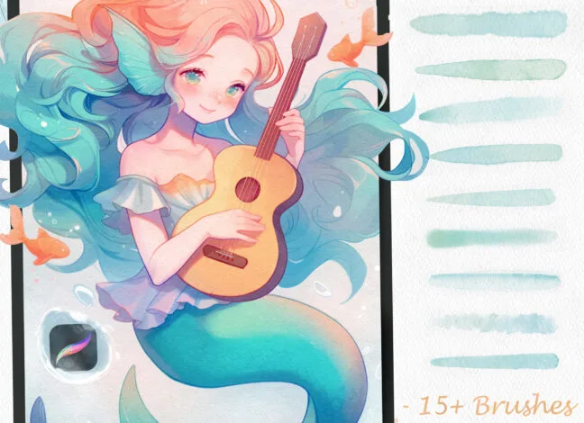 Watercolor Siren Procreate Brushes