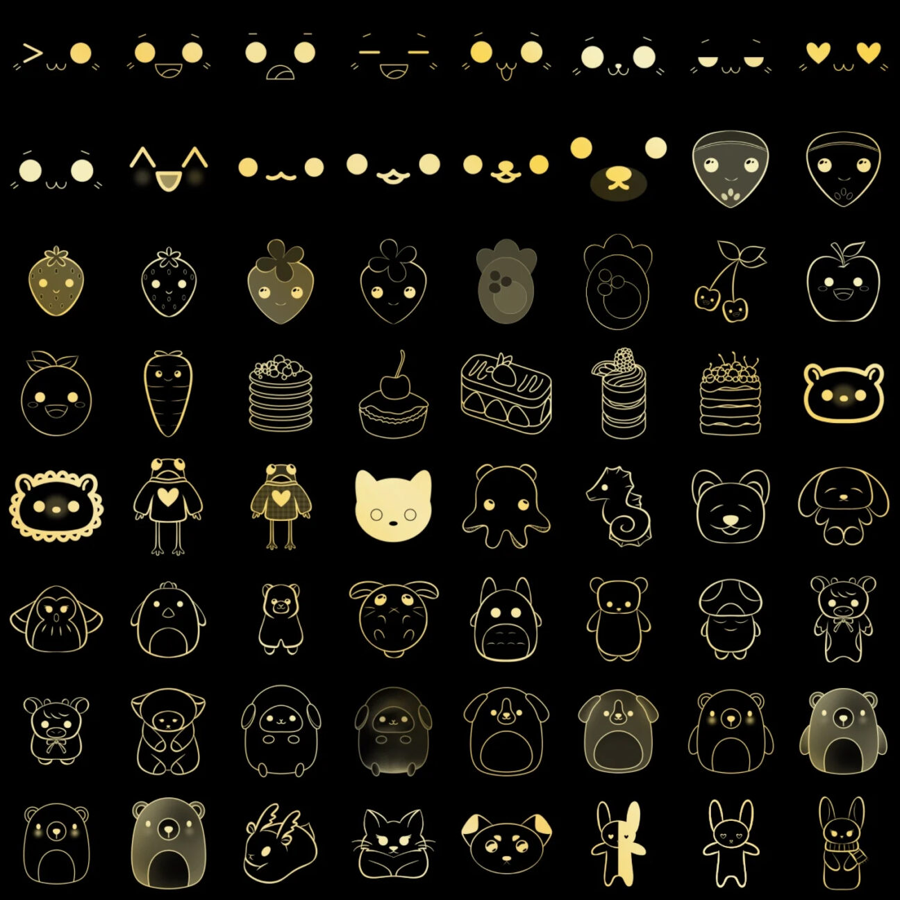 Kawaii Procreate Stamps Brushes - GraphicsBunker