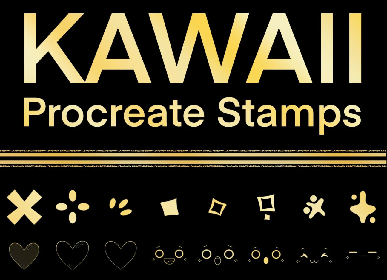 Kawaii Procreate Stamps Brushes - GraphicsBunker