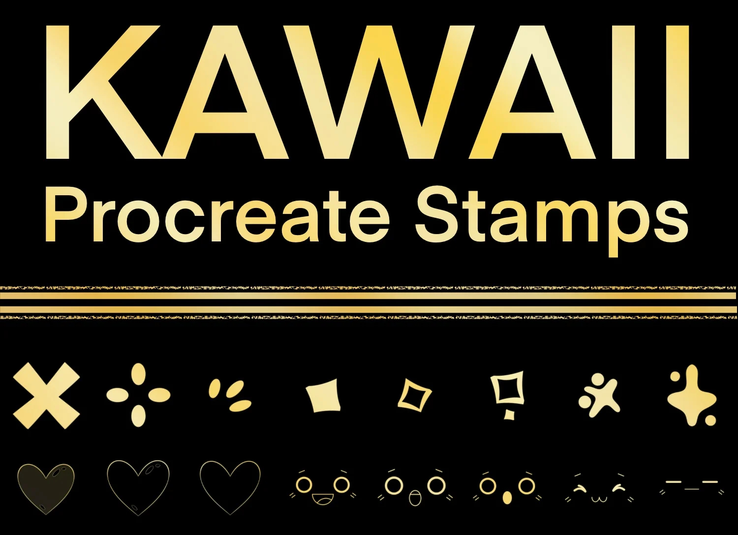 Kawaii Procreate Stamps Brushes - GraphicsBunker