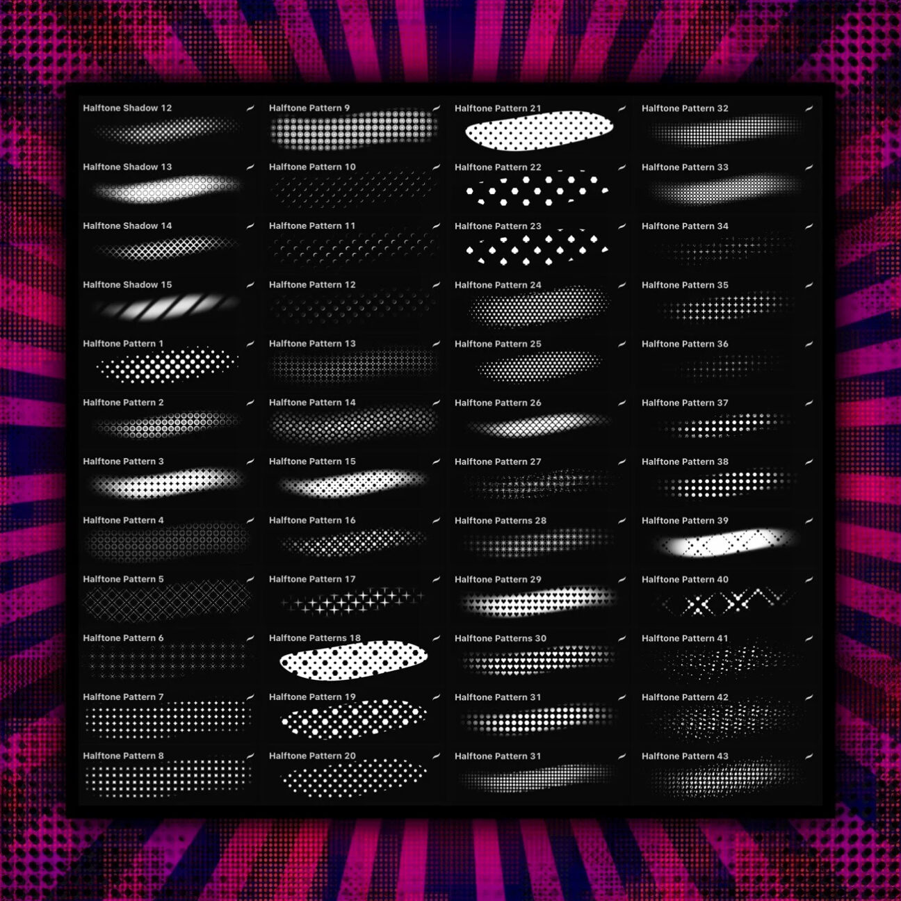 Manga Halftone Procreate Brushes - GraphicsBunker