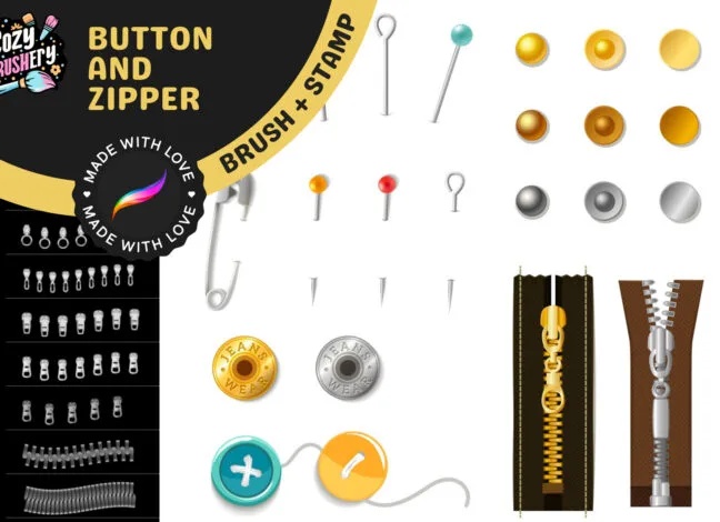 Button & Zipper Procreate Brushes