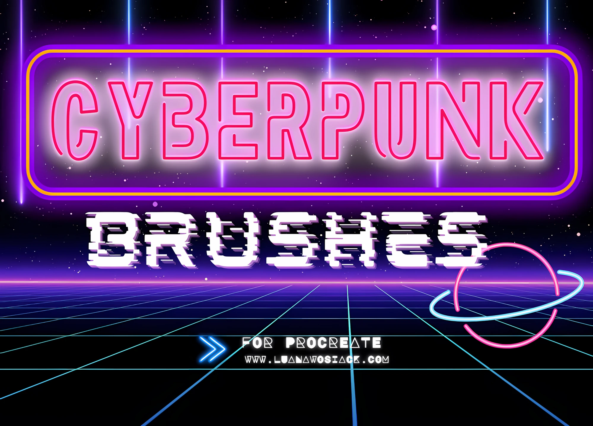 Cyberpunk Neon Procreate Brushes - GraphicsBunker