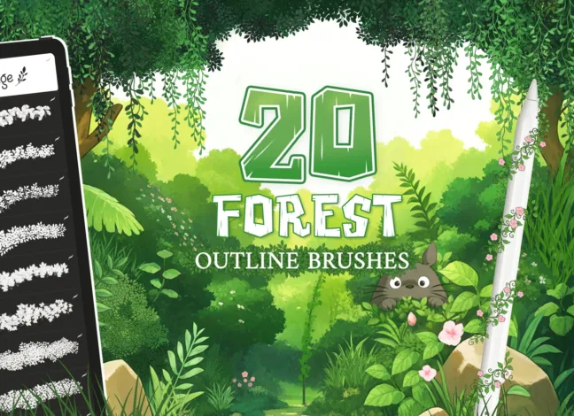 Forest Outline Brushes for Procreate