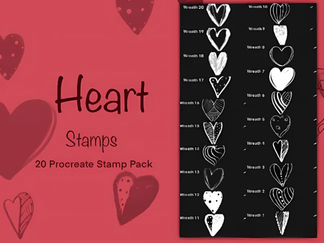 heart stamp brushes for procreate 1 Heart Stamp Brushes for Procreate