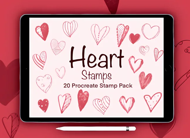 Heart Stamp Brushes for Procreate