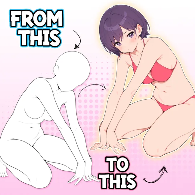 Sitting Anime Girls Pose Brushes