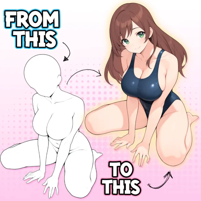 Sitting Anime Girls Pose Brushes