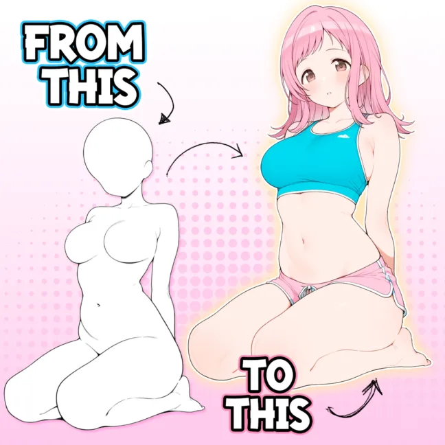 Sitting Anime Girls Pose Brushes