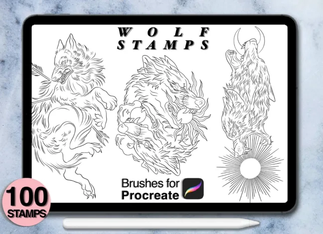 Wolf Tattoo Stamp Brushes Procreate
