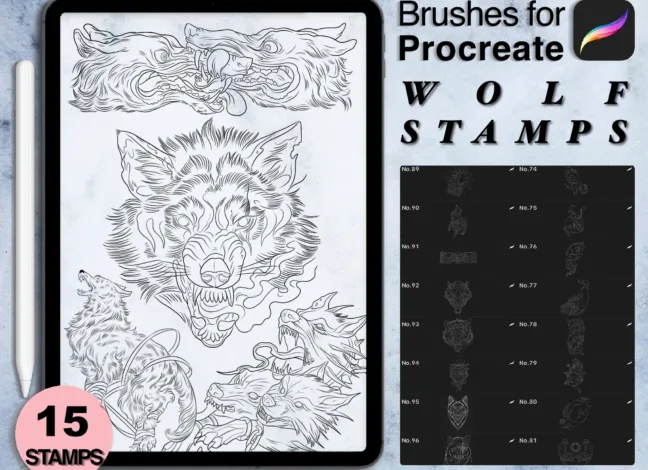 Wolf Tattoo Stamp Brushes Procreate